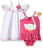 Baby Buns Little Girls' Toddler Swan Princess Terry Cover Up Swim Set Multi 4T [並行輸入品]