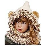 冬 可愛いキッズ用 ニット帽　可愛い耳付き　帽子マフラー 一体型 　ケープ 一体型　外出する保温 あったか　モフモフキュート 　オシャレ防寒アイテム ニットキャップ ニット帽 女の子 男の子