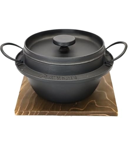 Amazon｜岩鋳 Iwachu ごはん鍋 2合炊 黒 内面ホーロー加工 直火用 南部