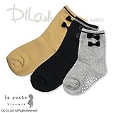 (ラポシェビスキュイ) La poche biscuitクルーソックス（リボン）/ 秋 M(16～18cm) グレー