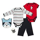 Baby Gear 5pc新生児少年文字Long &半袖ボディスーツ&パンツセット カラー: ブラック