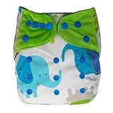 Minky Charcoal Bamboo AIO All-in-one Cloth Diaper with Pocket, Elephant by Ecoable