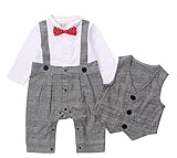 (コ-ランド) Co-land ベビー服 フォーマル ロンパース ベスト 2点セット 長袖 カバーオールスーツ 前開き チェック柄 蝶ネクタイ飾り 紳士服 男の子 70