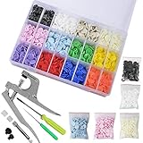 Sitengle プラスナップ スナップボタン 専用ハンティプレスセット 12mm T5 12色 340組（12色×20組 補充用5色×20組）丸型 ボタン収納ケース付き 日本語説明書付き