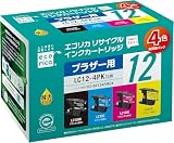 エコリカ ブラザー LC12-4PK対応リサイクルインク 通常容量 4色パック DCP-J525N/J540N/J725N/J740N/J925N/J940N /MFC-J5910CDW/J6510DW/J6710CDW/J6910CDW/J705D/J710/J810D/J825N/J840N/J860D/J955D/J960D 残量表示対応 封筒パッケージ【Amazon.co.jp限定】
