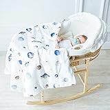 新生児 赤ちゃん春 秋 冬 ベビー ブランケット おくるみ フード付き 100％コットン 通気 吸汗 保温 出産祝い　ベビー用品 ベビー小物 母の日 お母さんに プレゼント ギフト (プラネット)
