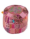 インドパッチワークPoufカバーIndianリビングルームPouf、装飾Ottoman、刺繍デザイナーOttoman、ホームリビングFootstool椅子カバー、ボヘミアンオットマンPouf飾り