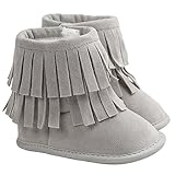 ゴシレ Gosear 幼児 女の子 男の子 冬 温かみ 雪の起動 タッセル ベビー 新生児 ブーツ 靴 ため 12-18ヶ月 赤ちゃん 薄グレー色 S
