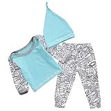 Lovoski 新生児　赤ちゃん　長袖　トップス　シャツ　ロングパンツ　帽子　3点セット　遊び着　全4サイズ - L