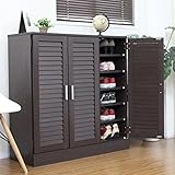 下駄箱 ルーバーシューズボックス 下駄箱 奥深 玄関収納 通気性抜群 90cm幅 ダークブラウン NCH3160BR