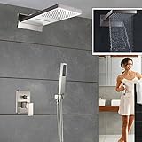 votamutaニッケルブラシ仕上げRainfallシャワーFauetセット壁マウント1ハンドルwith Diverter + Hand Held Sprayer