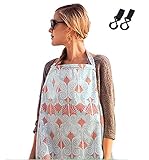 ムレない 授乳ケープ 【DauStage】 綿100% ガーゼ 生地 ワイヤー入り 収納袋付き ベビーカー用 ダブルフック ２個付き (04、サマーリリー)