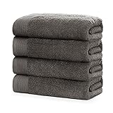 【ShopDD限定80%オフクーポン先着4人まで】Bedsure バスタオル タオル 綿 タオルセット 4枚 ばすたおる 大判 チャコールグ