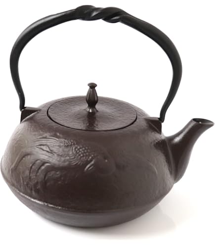 Amazon | 岩手県 水沢鍛造工芸社 南部鉄器 鉄瓶 平型 鳳凰 茶 1.5l