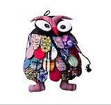 エスニックスタイル手作りの特別キッズリュックかわいいフクロウ気まぐれなバックパックブラック