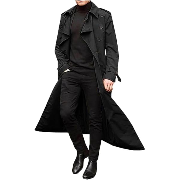 Amazon | [AOSUAI] 男性のオーバーコートロングトレンチコートメンズ
