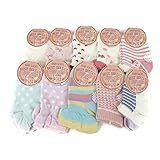 (タイプC/9-12cm)ベビー 子供 靴下 ショート丈 女の子 滑り止め 花刺繍 リボン ハート 蝶々 ドット ボーダー 女児 ベビー 【ノーブランド品】