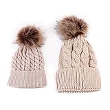 Anself ファッション女性/キッド帽子 秋冬暖かい 弾性ボール ボブルヘッド スカルキャップ ニットウールの帽子