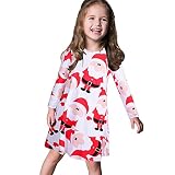 Woopowerクリスマスドレスガールズ用、サンタクロース印刷Oネック長袖( Girls、親子服フレアAラインドレス) 90CM - 3-4Y マルチカラー 669527321168