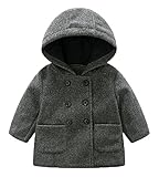 (ラボーグ) La Vogue ベビー服 キッズ コート ジャケット アウター 綿服 フード付き 長袖 ダッフルコート 男の子 ボーイズ 子供服 秋冬 防寒 グレー 80