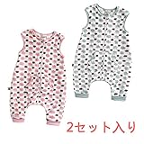 2セット入り ベビー 寝袋 春秋冬 ルームウエア 寝間着 ロンパース マイクロファイバー キッズ 男女兼用 90-110cm (M, 2セット入り)