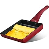 Hanolly 卵焼き フライパン 直火・IH対応 15.5CM×18.5CM たまごやき フライパン ih デュラブルコート フッ素樹脂加工 焦げ付きにくい お手入れ簡単 おしゃれ KPS1A レッド