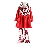 Wennikids 3ピース女の子子供用服装用フリル付きパンツClothingセット カラー: レッド