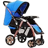 赤ちゃんのベビーカーは、非常に軽いポータブル折り畳み二方向の高ビューの傘、子供のベビーカートに座ることができます ( 色 : 青 )