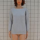 Honel レディース ニットシャツ 大きサイズ 無地 長袖 ストラップレス お洒落 セーター グレー XL