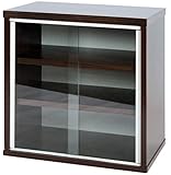 【サンニード】食器棚 ミニ ミニ食器棚 IS-4545 ダークブラウン ホワイト 白 幅45 奥行30 高さ45 スリム 上置き ガラス 引き戸 木製 S2