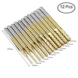 12个チタンノーズエンドミル、ドリルビット、AFUNTA 0.8-3.17 mm彫刻ビットCNCロータリーバーセットツールコーティング砥石エンドミルPCBモールドプラスチックファイバーカーボンハードウ