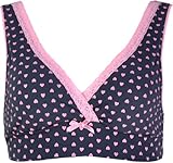 マミールナ ハート柄ハーフトップ LL チャコール×ピンク ベア天竺 #71063