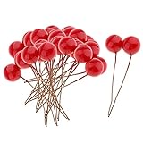 Kesoto 人工果物　リアルな　人工チェリー 　美味しそうに見える　花瓶に置く　DIY　飾り　テーブル　センタピース　100個入り　全3サイズ - 1cm