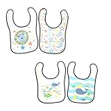 食事エプロン 4枚組　男の子 クジラ柄＆イヌ柄 [並行輸入品]