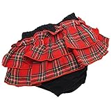 日本製 ベビー ブルマ スカート Wフリル プラチナムベイビー【黒無地×Wガーゼ タータンチェック】 (レッド)