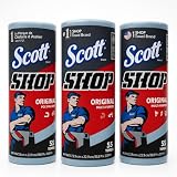 Scott SHOP タオル 3本セット｜GreenHill Select 専用箱入り｜55枚×3ロール｜強力吸収・厚手ペーパー｜車整備・DIY・掃除・多用途