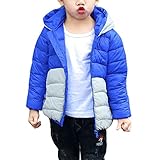 HAPPYJP ダウンジャケット キッズ 子ども ダウンコート 軽量 女の子 男の子 男女兼用 アウター 冬 ジャケット 冬服 防寒 フード付き (100(身長80-90 cm), ブルー)