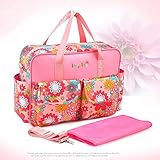 エルフ ベビー (Fairy Baby) 大容量 多機能マザーズバッグ 消臭抗菌 ポリエステル (ピンクの花,39*12.5*33cm)