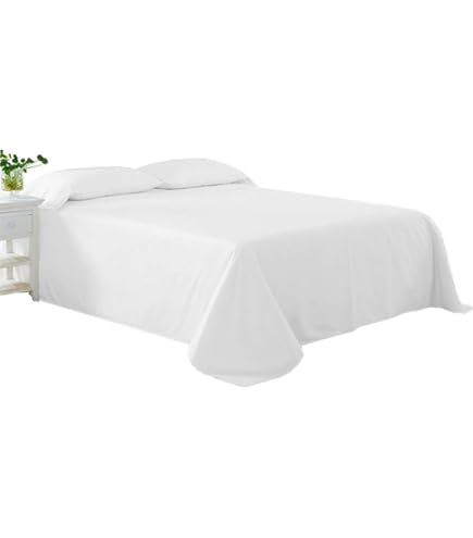 Amazon｜綿100％228x290cmフラットシーツキングサイズ、白ホワイト