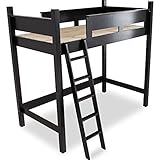 木製 天然木 ベッド ロフトベッド システムベッド はしご すのこ板 シングル ダークブラウン