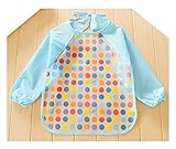 2ピースEVA透明防水スリーブビブベビーフィードスモックD、0~2年