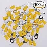 Glarks 100pcs 12-10 Gauge M5 Ring Electrical Insulated Quick Splice Crimp Terminals Connectors [並行輸入