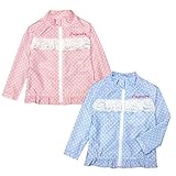 (ブルー/95cm)ベビー ラッシュガード 長袖 水着 スイムウエア 女の子 UVカット フルジップ ジップガード ドット柄 レース フリル 女児 ベビー