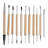 11個粘土彫刻ツールセットスムージングワックス彫刻ツール陶器の彫刻木製のモデルアートプロジェクトフォンダンケーキの装飾用具