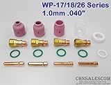 CHNsalescom 18本TIGスタビガスレンズセラミックノズル＆パイレックスカップキットWP17 / 18/26 1.0mm .040