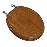 Jones Stephen C1B2R1-18BN Decorative Finish Round Front Wood Toilet Seat with Brushed Nickel Hinges-