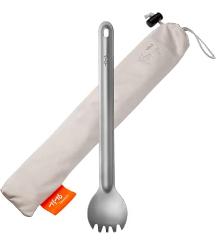 4-Pack Titanium Camping Spoons - Ultralight Long Handle Backpacking Utensils