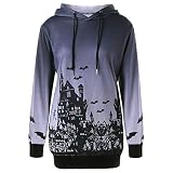 [S-2XL] AWEATD パーカー レディース フード付き ハロウィン 魔女 バット プリント 秋 冬 長袖 トップス クリアランスセール ホットセール 割引 プロモーション おしゃれ ゆったり 