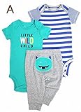 【訳あり商品】カーターズ Carter's ベビー服 半袖 長袖 ボディスーツ パンツ 3点セット男の子 モンスター (6months(61-67cm)) [並行輸入品]
