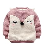 ベビー ガールズ ボーイズ ロングスリーブ 冬 裏起毛 プルオーバー スウェットシャツ Tシャツ コート(100cm/2歳~3歳, ピンク)